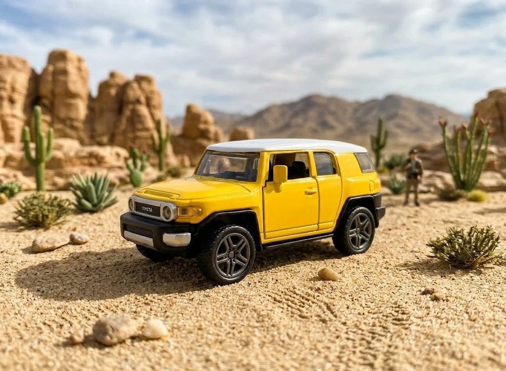 تولي بلاي سيارة دفع رباعي SUV معدنية بنظام السحب مزودة بموسيقى وأضواء وأبواب تفتح يدوياً اللون الأصفر